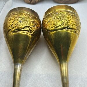 Vintage Brass Tin Gold and Silver Goblet Set of 2 Signs of wear w/ age